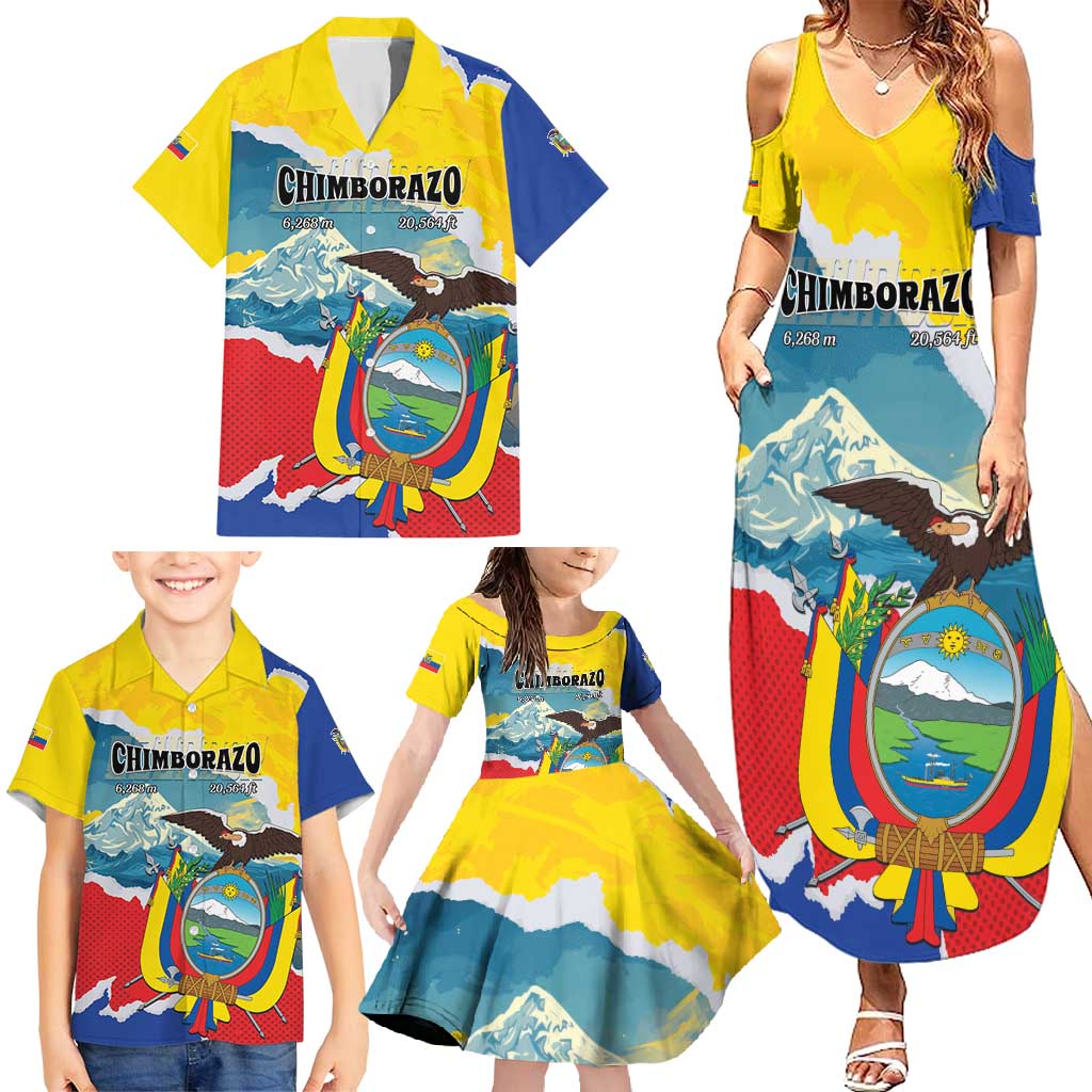 Personalized Ecuador Chimborazo Mountain Family Matching Summer Maxi Dress and Hawaiian Shirt La Sultana de Los Andes