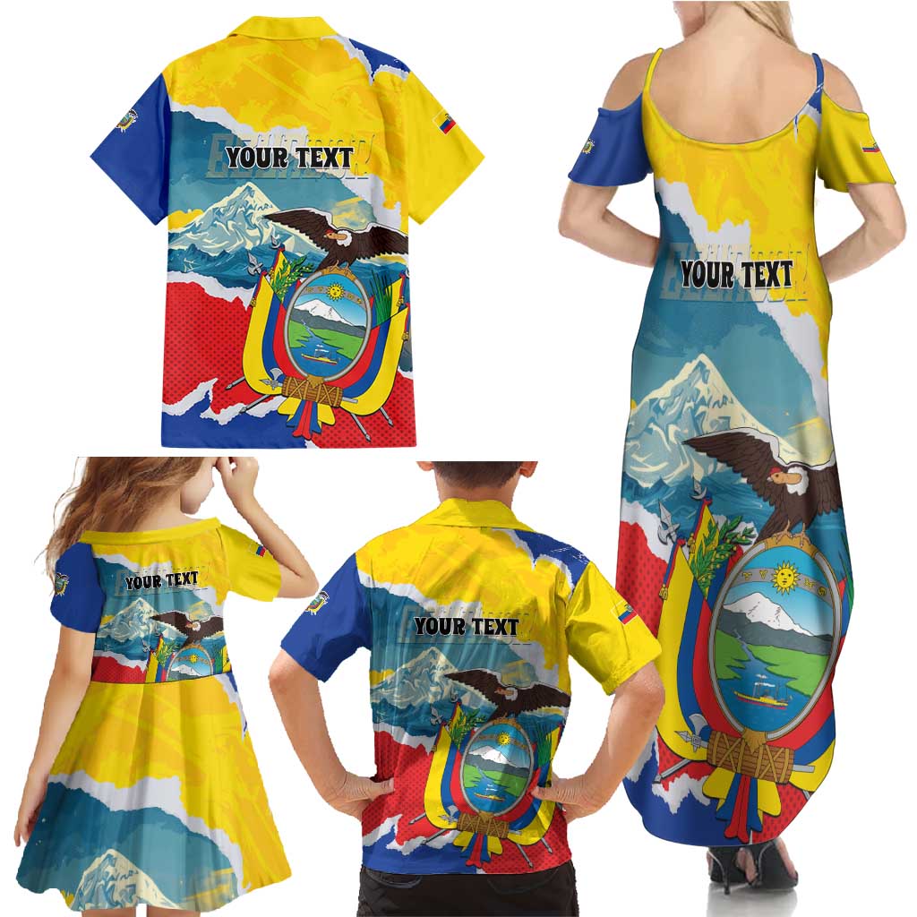 Personalized Ecuador Chimborazo Mountain Family Matching Summer Maxi Dress and Hawaiian Shirt La Sultana de Los Andes