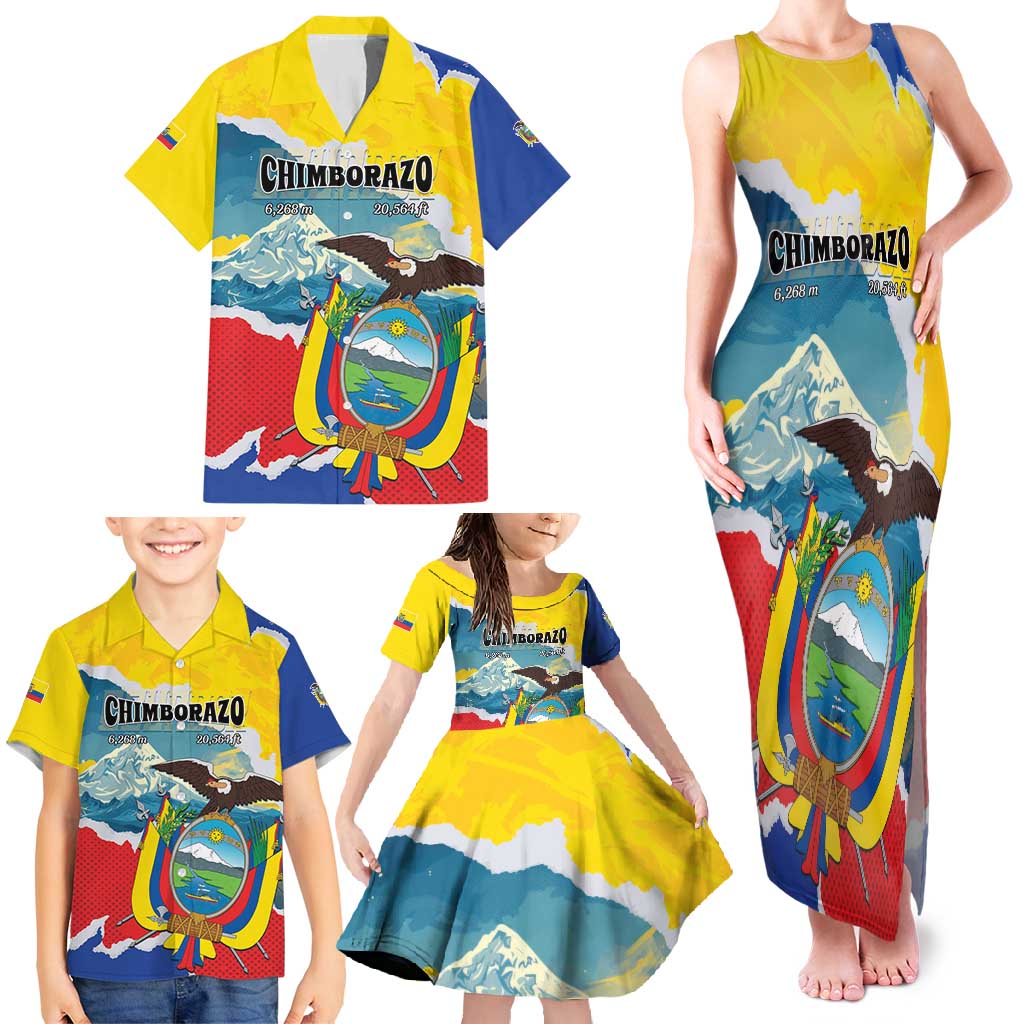 Personalized Ecuador Chimborazo Mountain Family Matching Tank Maxi Dress and Hawaiian Shirt La Sultana de Los Andes