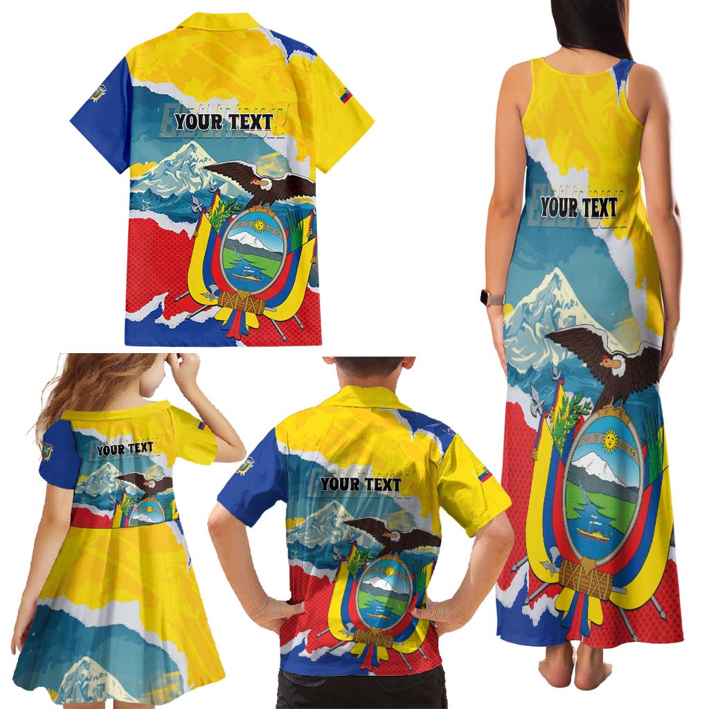 Personalized Ecuador Chimborazo Mountain Family Matching Tank Maxi Dress and Hawaiian Shirt La Sultana de Los Andes