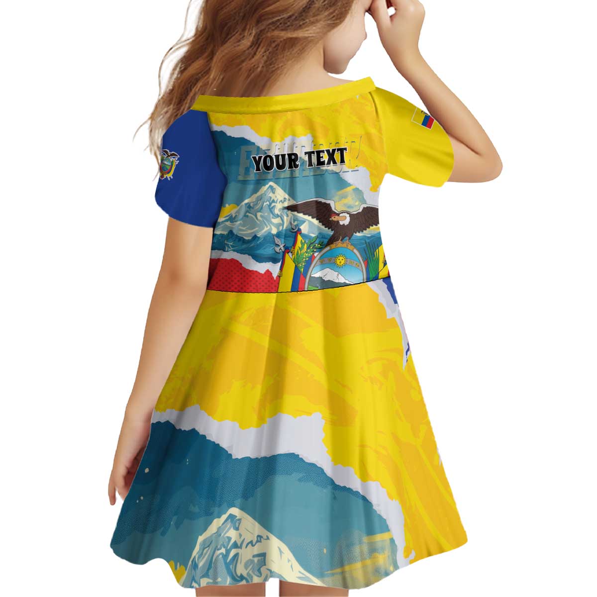 Personalized Ecuador Chimborazo Mountain Kid Short Sleeve Dress La Sultana de Los Andes