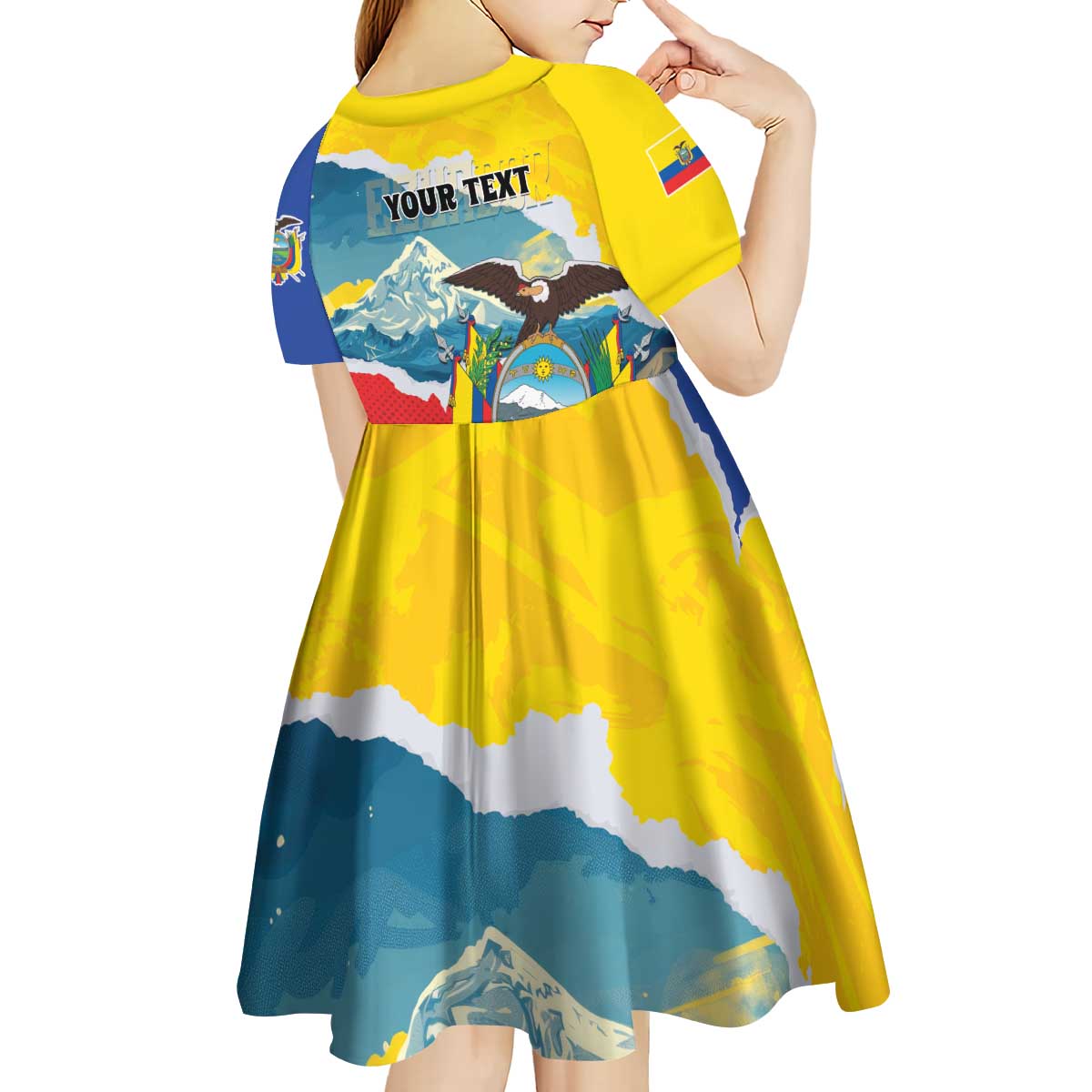 Personalized Ecuador Chimborazo Mountain Kid Short Sleeve Dress La Sultana de Los Andes
