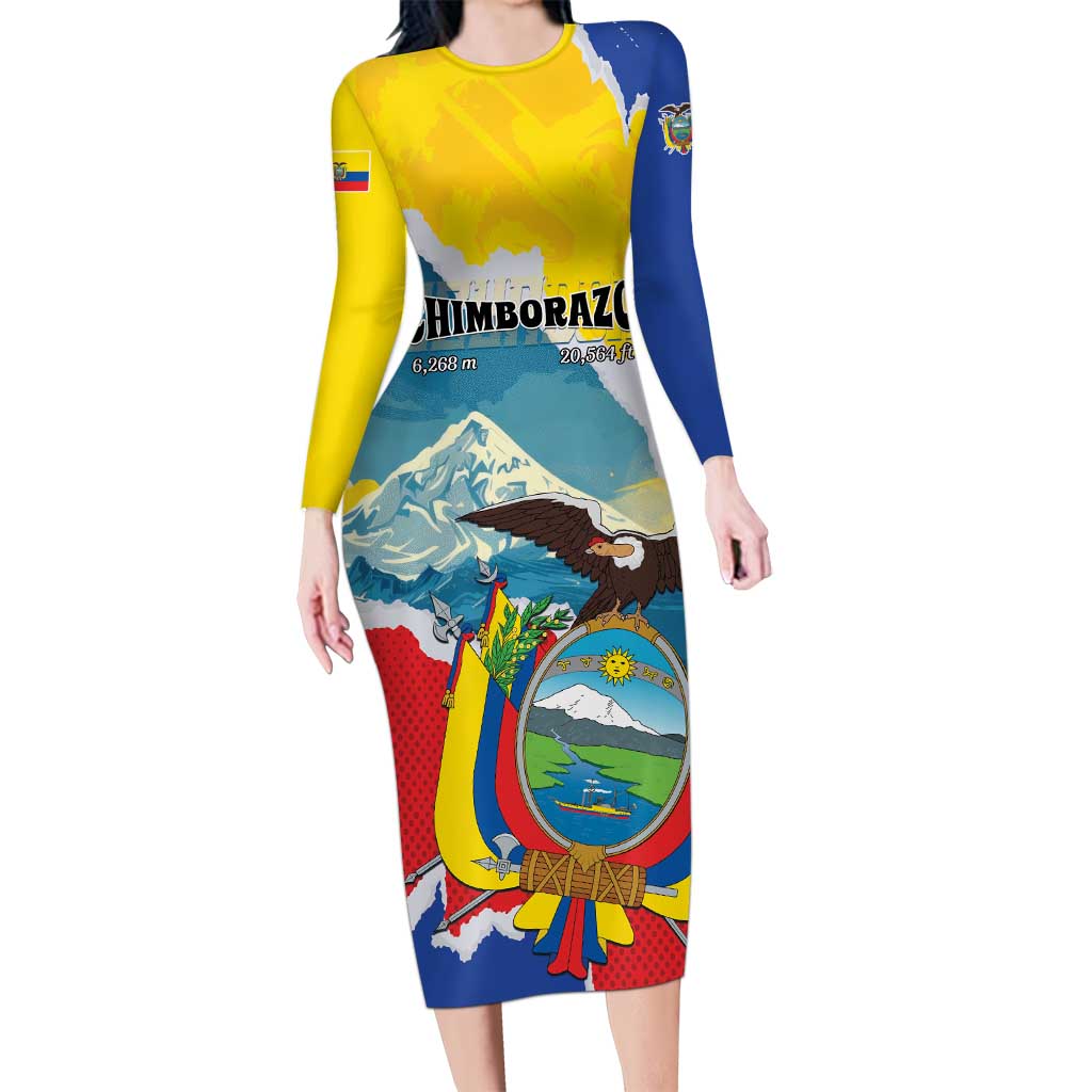 Personalized Ecuador Chimborazo Mountain Long Sleeve Bodycon Dress La Sultana de Los Andes