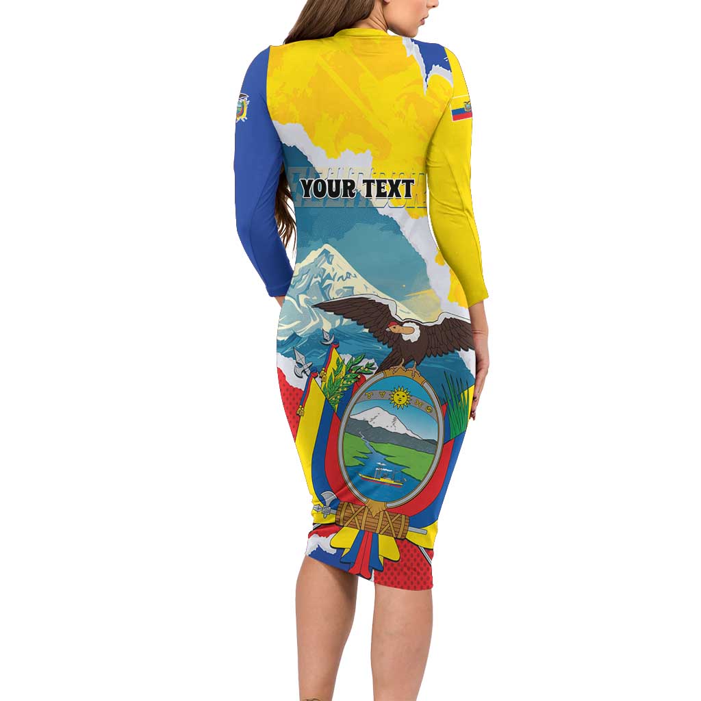 Personalized Ecuador Chimborazo Mountain Long Sleeve Bodycon Dress La Sultana de Los Andes