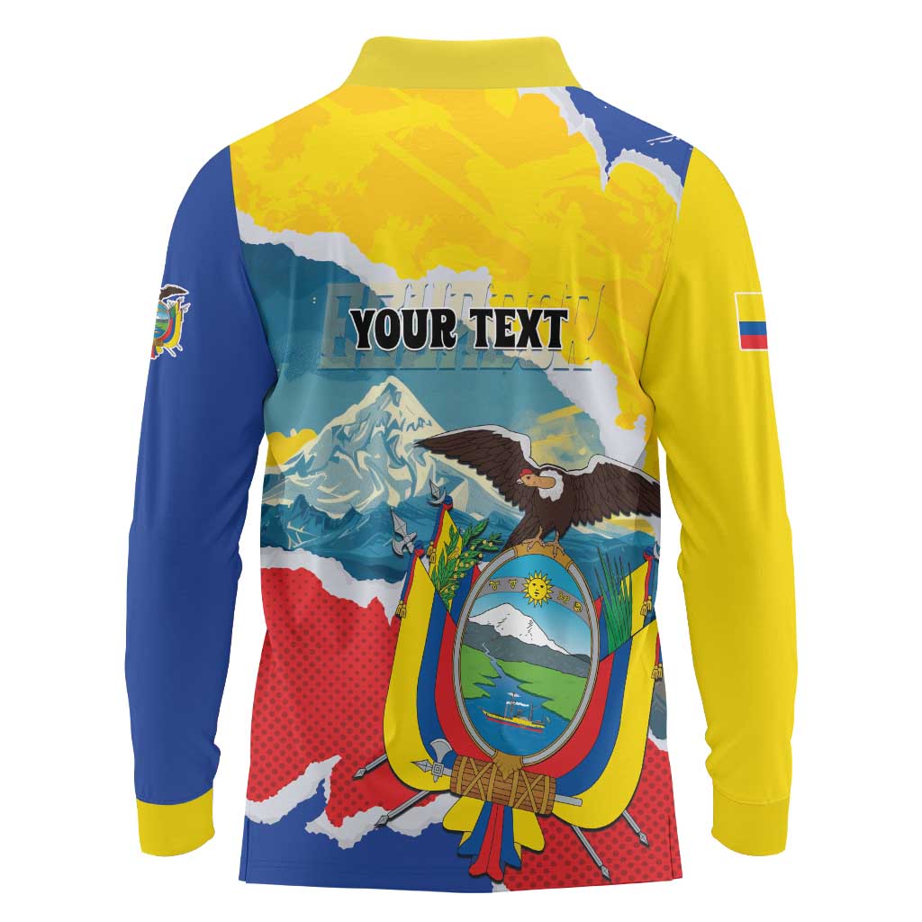Personalized Ecuador Chimborazo Mountain Long Sleeve Polo Shirt La Sultana de Los Andes