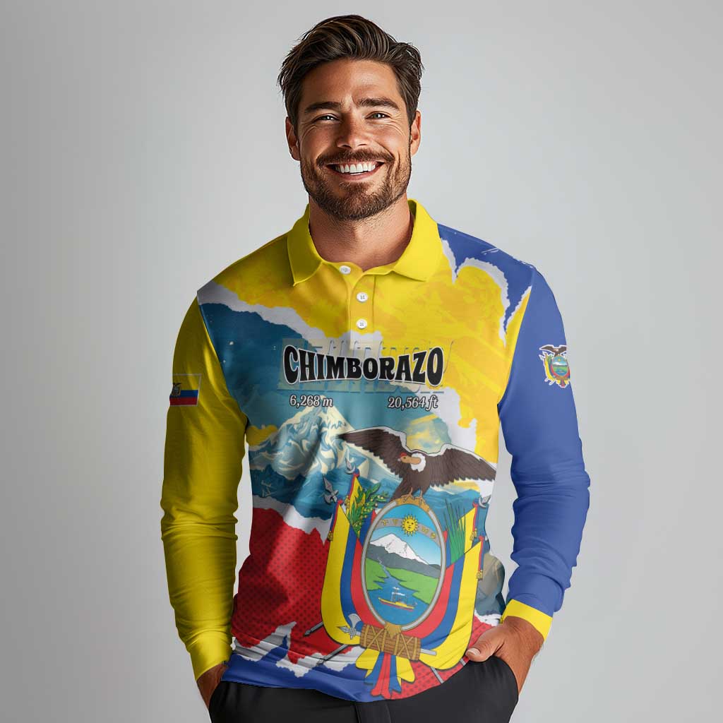 Personalized Ecuador Chimborazo Mountain Long Sleeve Polo Shirt La Sultana de Los Andes