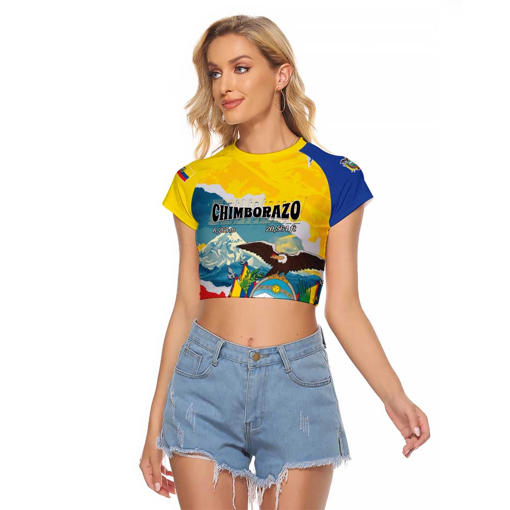 Personalized Ecuador Chimborazo Mountain Raglan Cropped T Shirt La Sultana de Los Andes