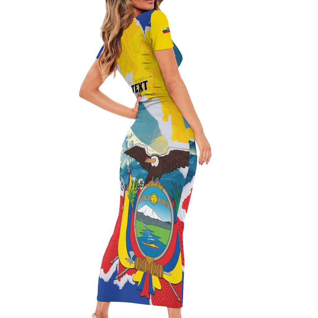 Personalized Ecuador Chimborazo Mountain Short Sleeve Bodycon Dress La Sultana de Los Andes