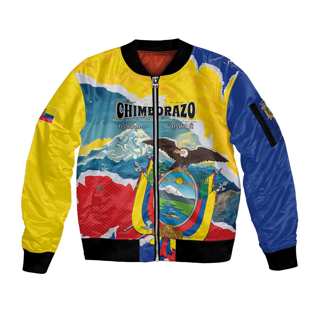 Personalized Ecuador Chimborazo Mountain Sleeve Zip Bomber Jacket La Sultana de Los Andes
