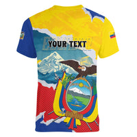 Personalized Ecuador Chimborazo Mountain Women V-Neck T-Shirt La Sultana de Los Andes