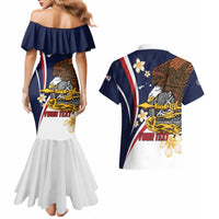 Personalized American Samoa Couples Matching Mermaid Dress and Hawaiian Shirt Amerika Samoa Bald Eagle