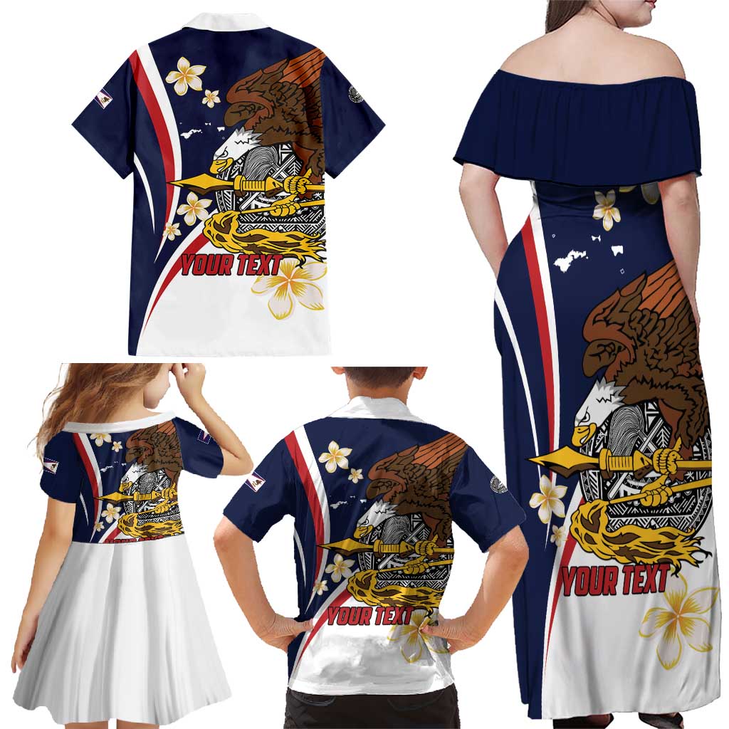 Personalized American Samoa Family Matching Off Shoulder Maxi Dress and Hawaiian Shirt Amerika Samoa Bald Eagle