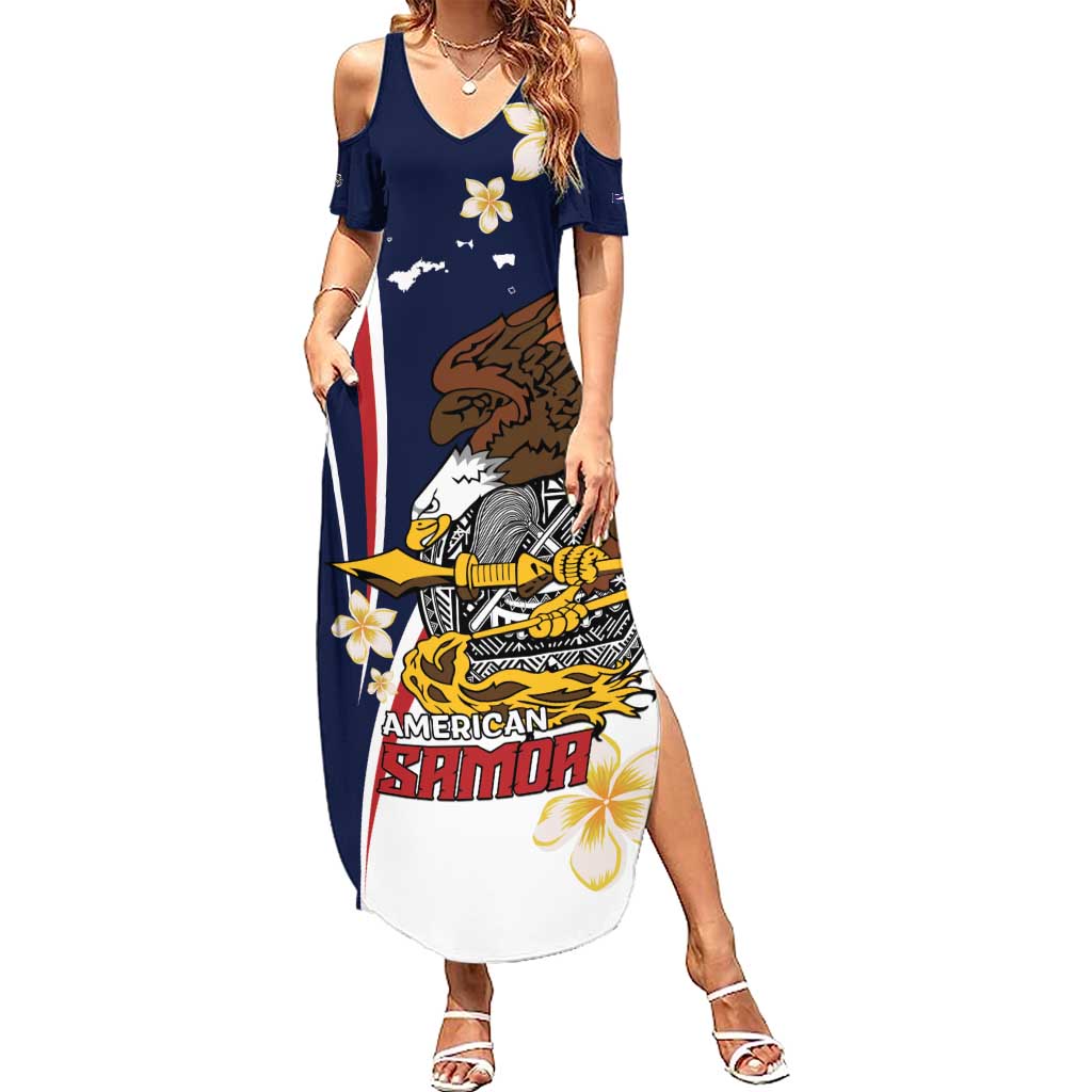 Personalized American Samoa Family Matching Summer Maxi Dress and Hawaiian Shirt Amerika Samoa Bald Eagle