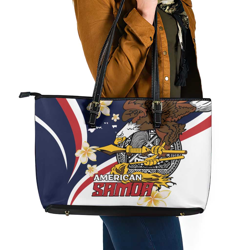 American Samoa Leather Tote Bag Amerika Samoa Bald Eagle