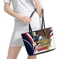 American Samoa Leather Tote Bag Amerika Samoa Bald Eagle
