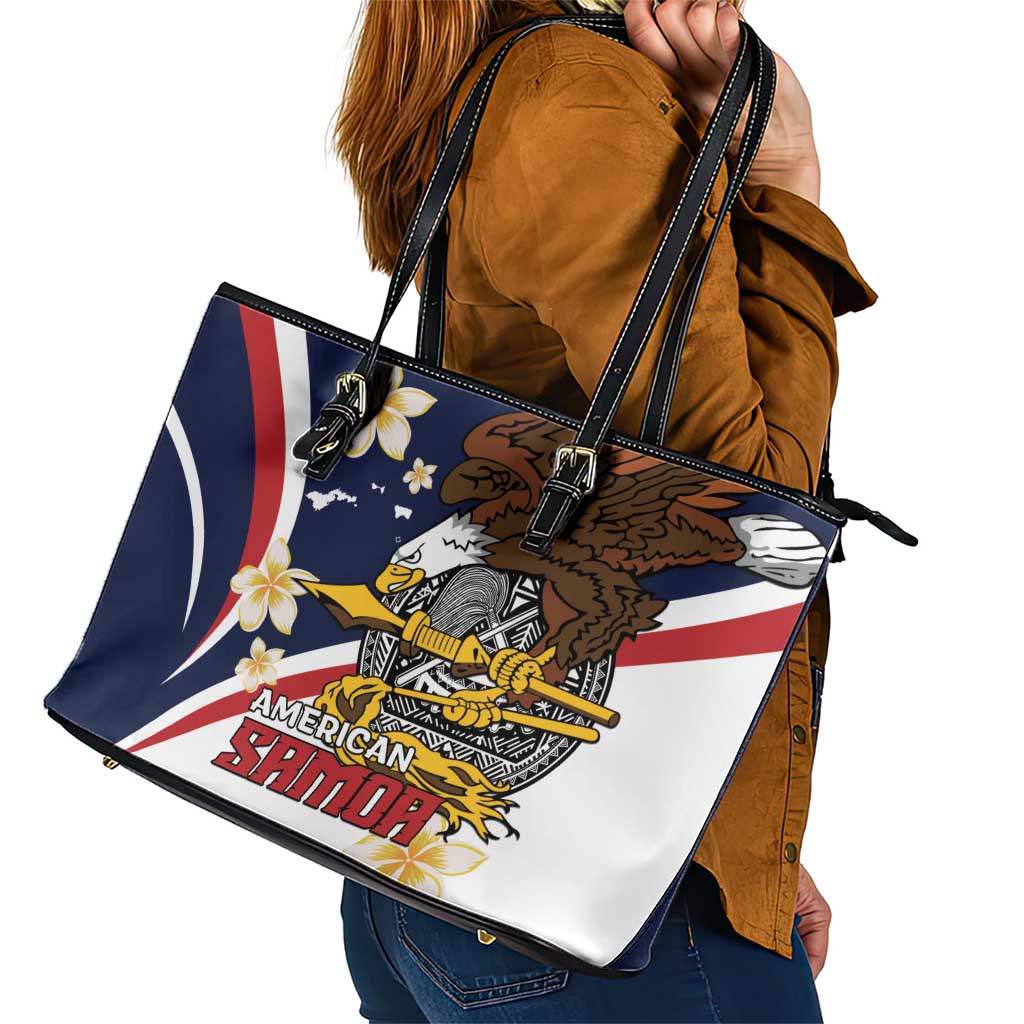 American Samoa Leather Tote Bag Amerika Samoa Bald Eagle