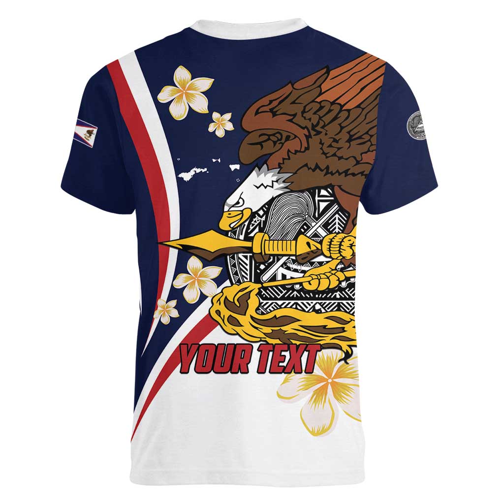 Personalized American Samoa Women V-Neck T-Shirt Amerika Samoa Bald Eagle