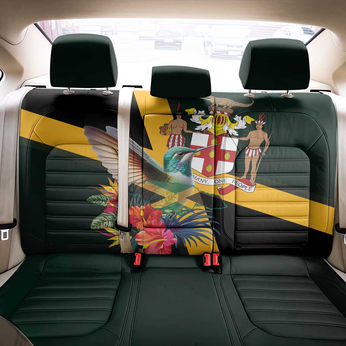 Jamaica Hummingbird Back Car Seat Cover Jumieka Tropical - Wonder Print Shop