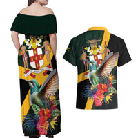 Jamaica Hummingbird Couples Matching Off Shoulder Maxi Dress and Hawaiian Shirt Jumieka Tropical - Wonder Print Shop