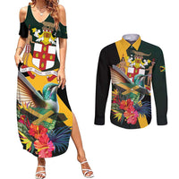 Jamaica Hummingbird Couples Matching Summer Maxi Dress and Long Sleeve Button Shirt Jumieka Tropical - Wonder Print Shop