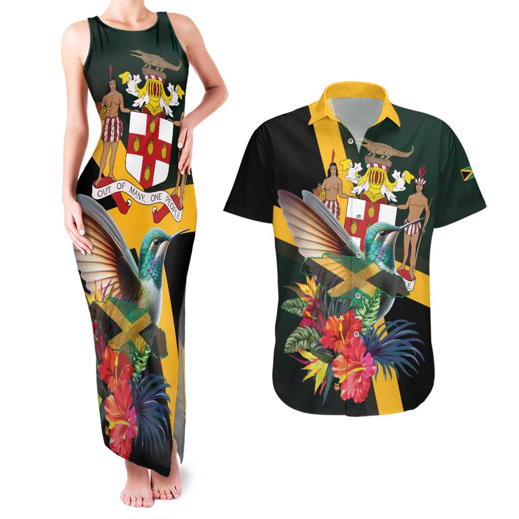 Jamaica Hummingbird Couples Matching Tank Maxi Dress and Hawaiian Shirt Jumieka Tropical - Wonder Print Shop