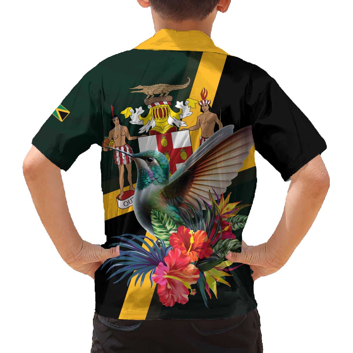 Jamaica Hummingbird Family Matching Off The Shoulder Long Sleeve Dress and Hawaiian Shirt Jumieka Tropical - Wonder Print Shop