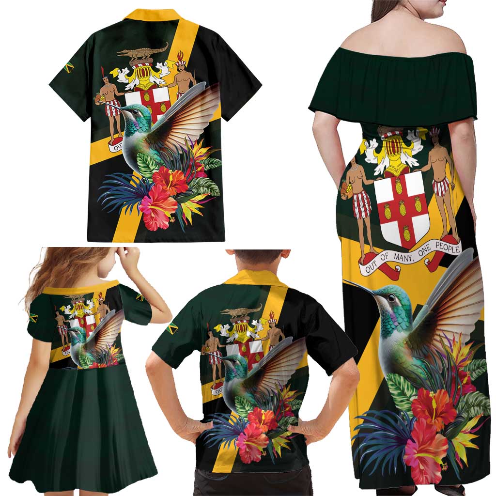 Jamaica Hummingbird Family Matching Off Shoulder Maxi Dress and Hawaiian Shirt Jumieka Tropical - Wonder Print Shop