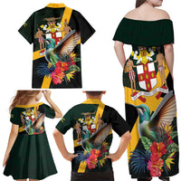 Jamaica Hummingbird Family Matching Off Shoulder Maxi Dress and Hawaiian Shirt Jumieka Tropical - Wonder Print Shop