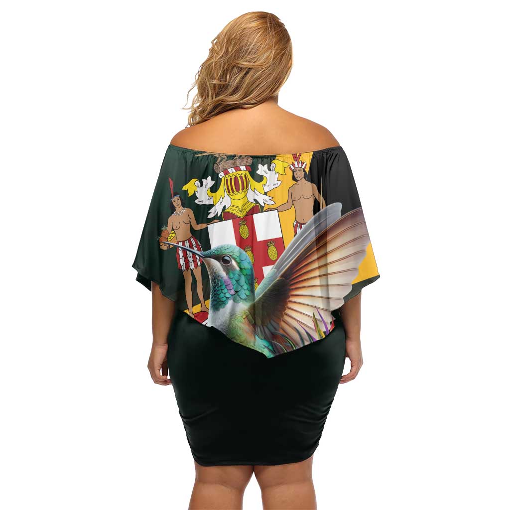 Jamaica Hummingbird Family Matching Off Shoulder Short Dress and Hawaiian Shirt Jumieka Tropical - Wonder Print Shop