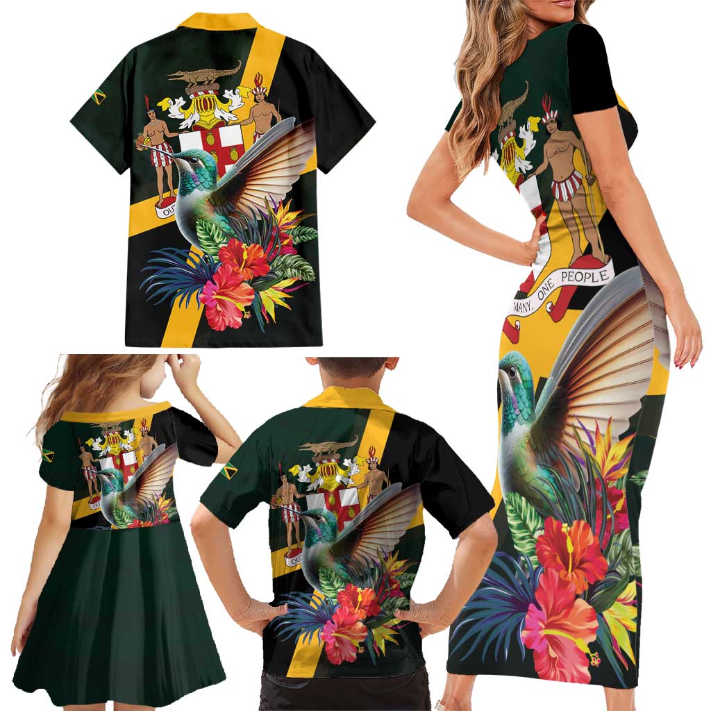 Jamaica Hummingbird Family Matching Short Sleeve Bodycon Dress and Hawaiian Shirt Jumieka Tropical - Wonder Print Shop