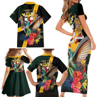 Jamaica Hummingbird Family Matching Short Sleeve Bodycon Dress and Hawaiian Shirt Jumieka Tropical - Wonder Print Shop