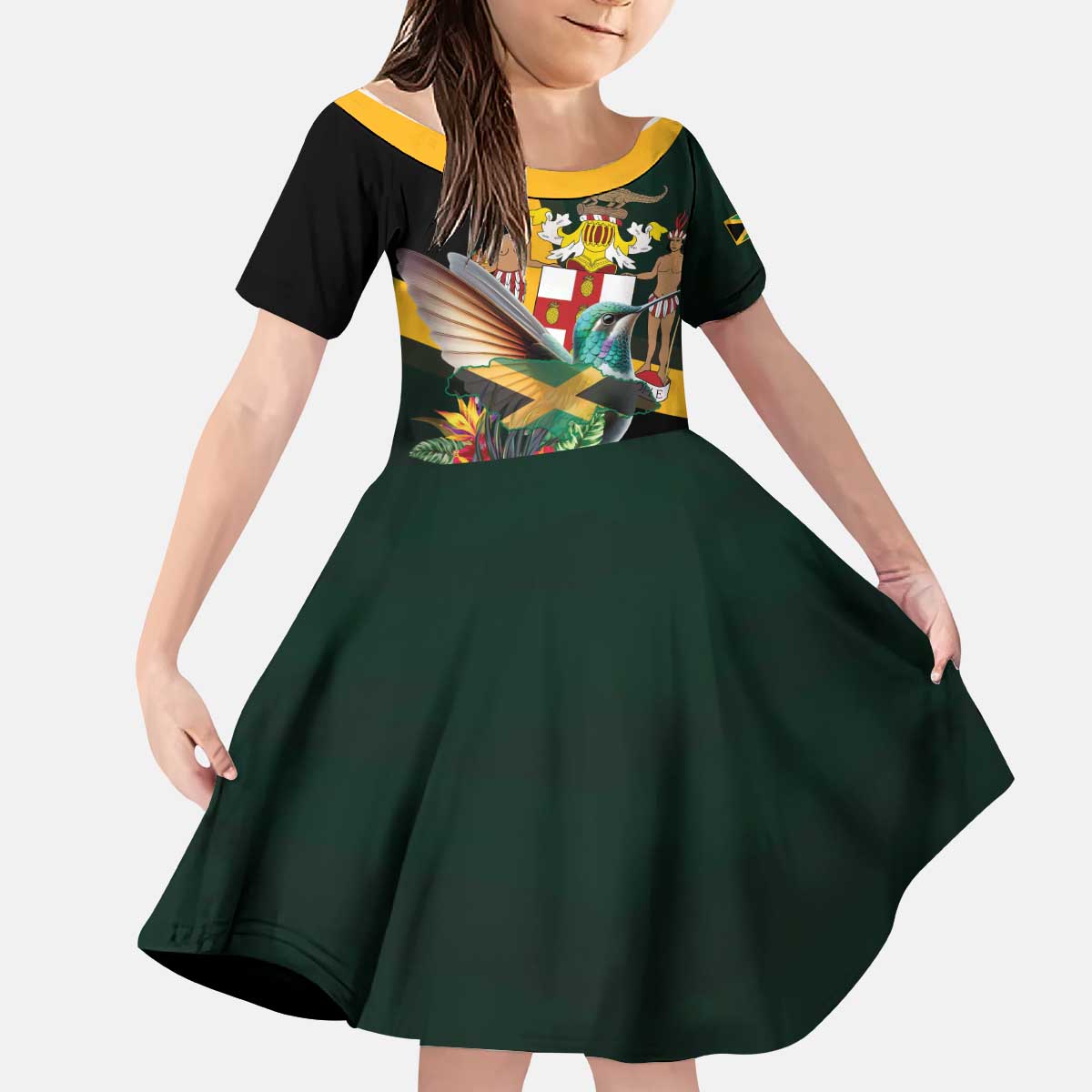 Jamaica Hummingbird Kid Short Sleeve Dress Jumieka Tropical - Wonder Print Shop