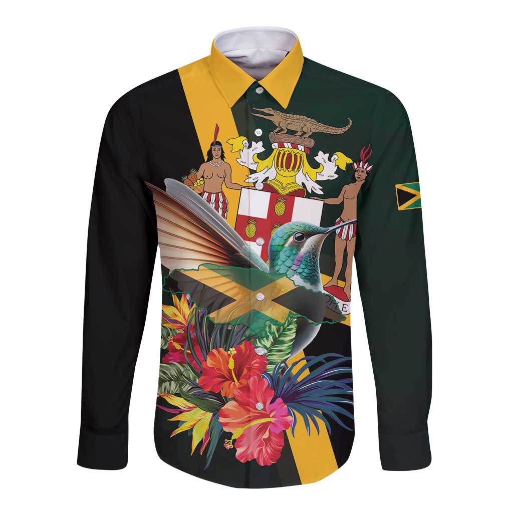 Jamaica Hummingbird Long Sleeve Button Shirt Jumieka Tropical - Wonder Print Shop