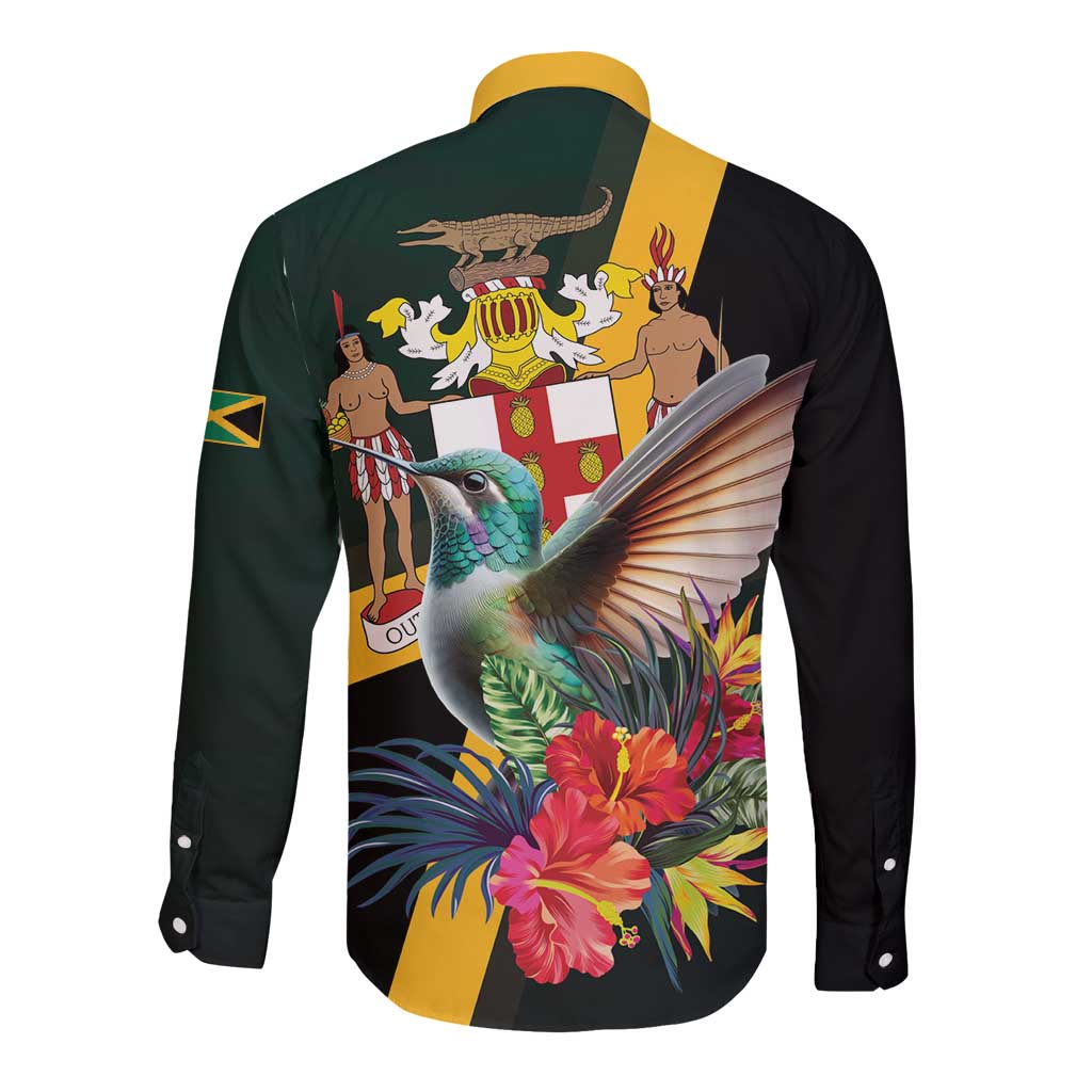 Jamaica Hummingbird Long Sleeve Button Shirt Jumieka Tropical - Wonder Print Shop