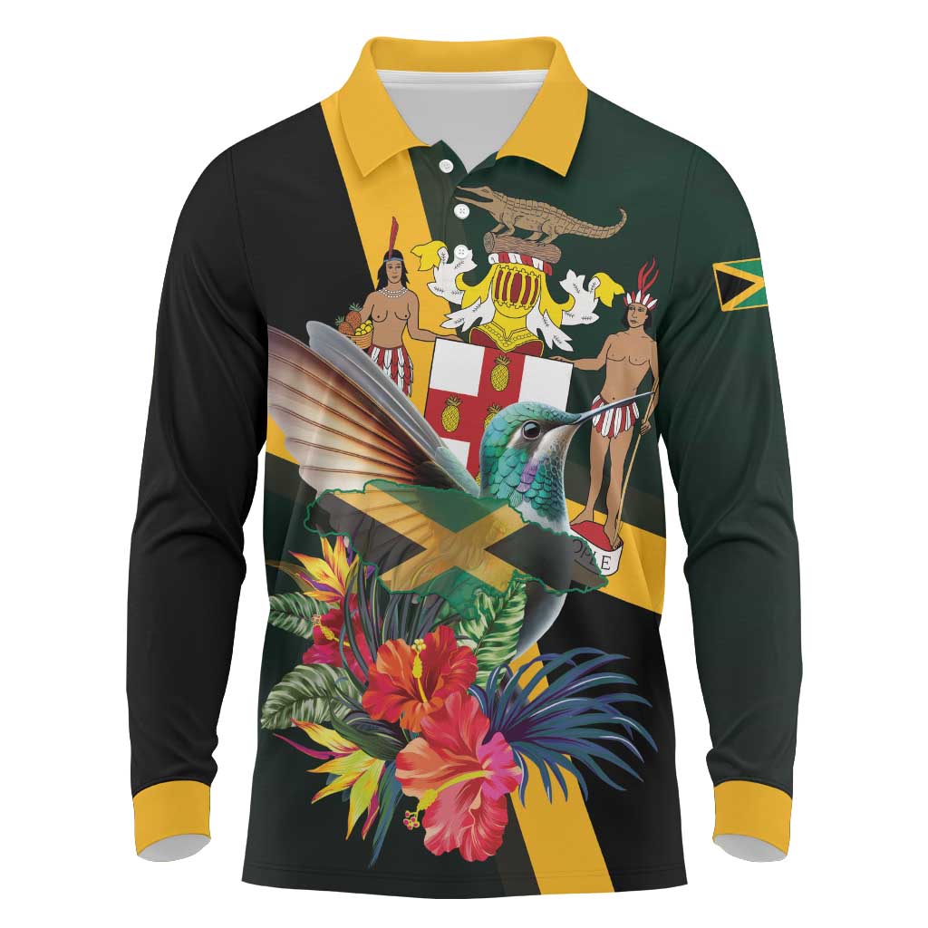 Jamaica Hummingbird Long Sleeve Polo Shirt Jumieka Tropical - Wonder Print Shop