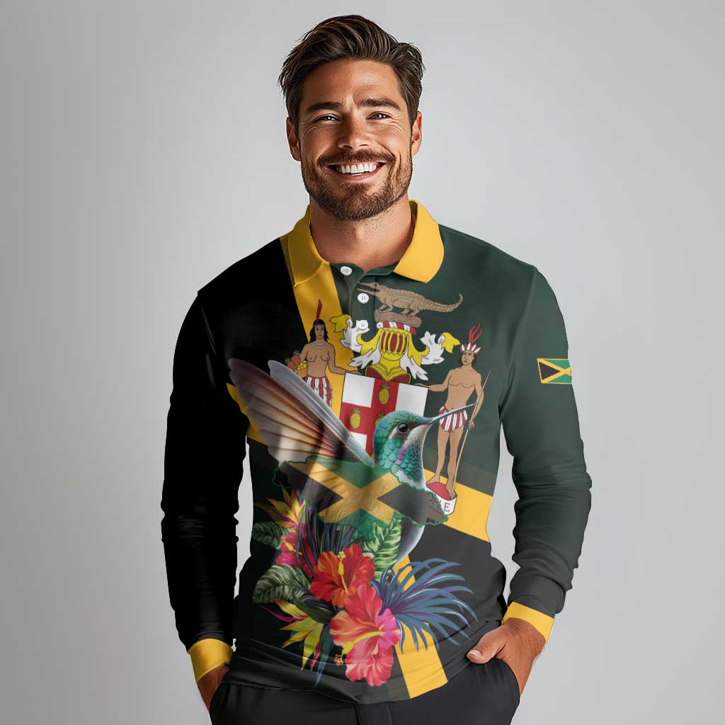 Jamaica Hummingbird Long Sleeve Polo Shirt Jumieka Tropical - Wonder Print Shop
