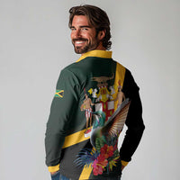 Jamaica Hummingbird Long Sleeve Polo Shirt Jumieka Tropical - Wonder Print Shop