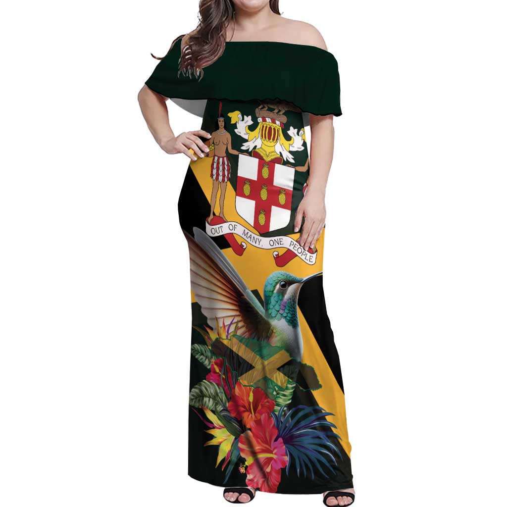 Jamaica Hummingbird Off Shoulder Maxi Dress Jumieka Tropical - Wonder Print Shop