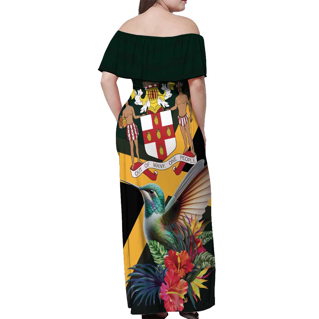 Jamaica Hummingbird Off Shoulder Maxi Dress Jumieka Tropical - Wonder Print Shop