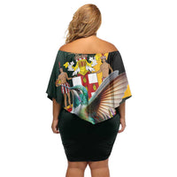Jamaica Hummingbird Off Shoulder Short Dress Jumieka Tropical - Wonder Print Shop
