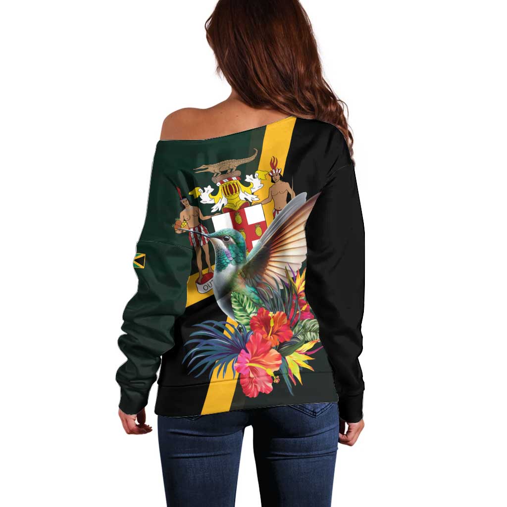 Jamaica Hummingbird Off Shoulder Sweater Jumieka Tropical - Wonder Print Shop