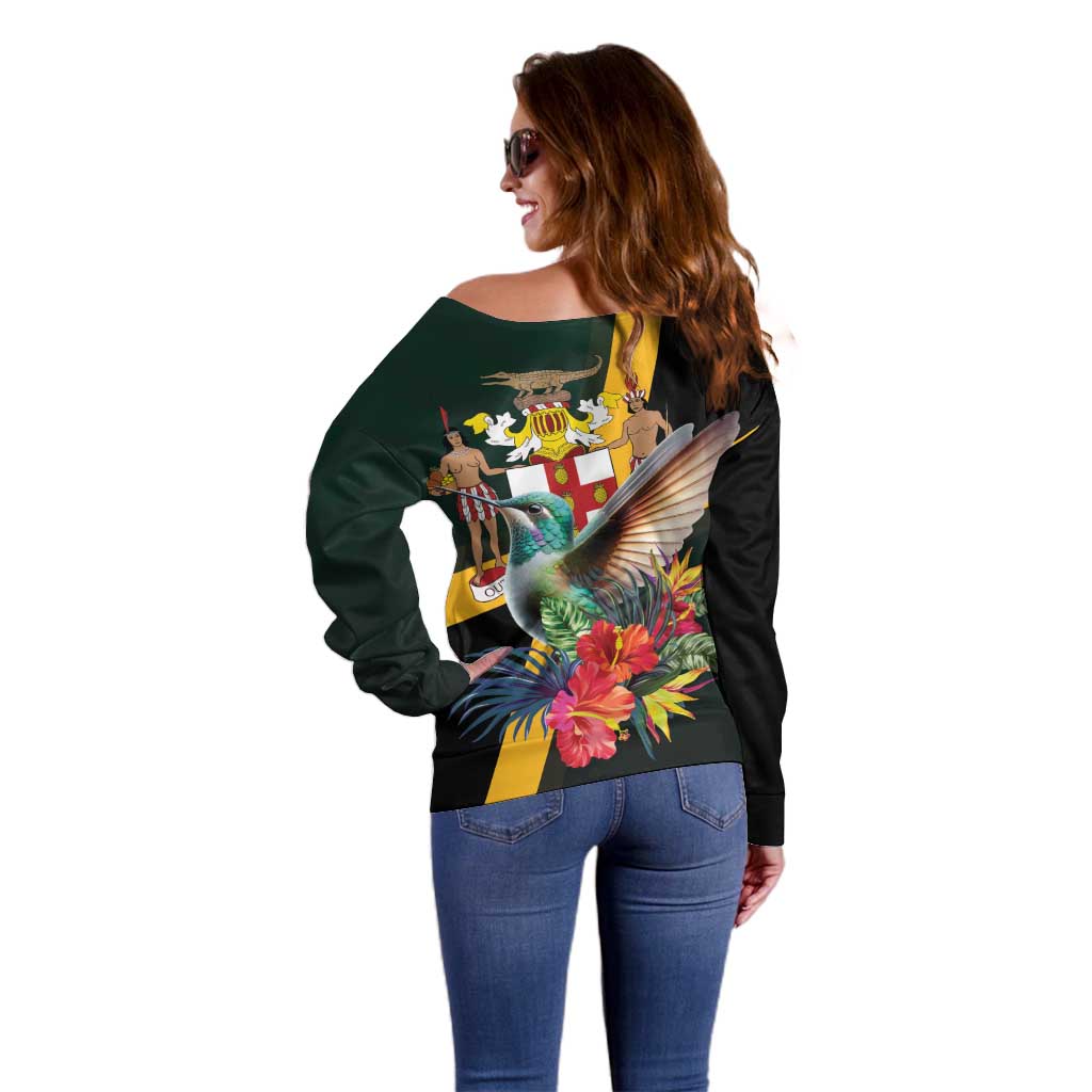 Jamaica Hummingbird Off Shoulder Sweater Jumieka Tropical - Wonder Print Shop