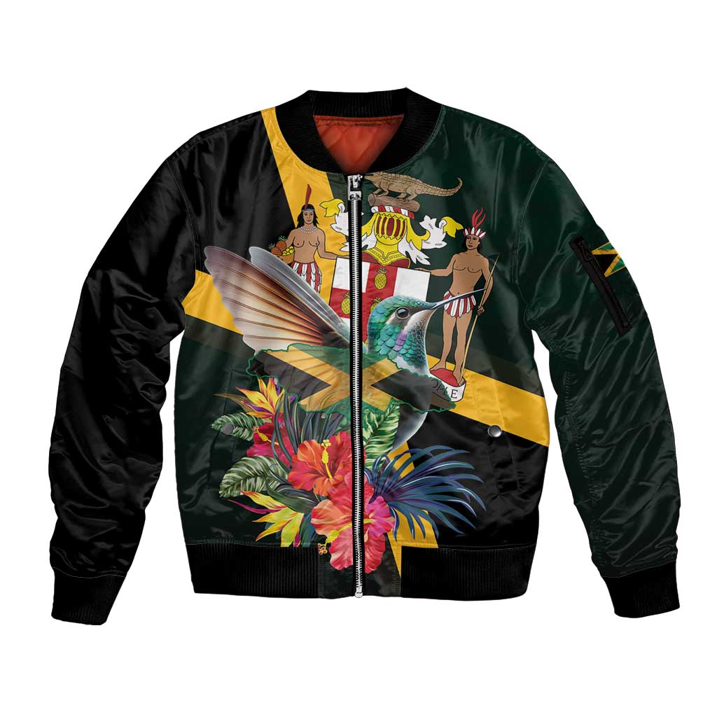Jamaica Hummingbird Sleeve Zip Bomber Jacket Jumieka Tropical - Wonder Print Shop