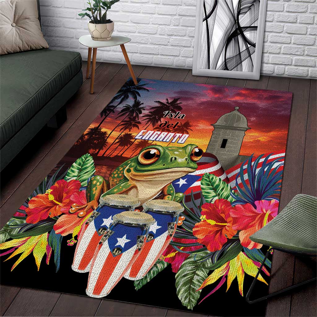 Puerto Rico Coqui Frog Sunset Area Rug Isla Del Encanto Tropical Vibe - Wonder Print Shop
