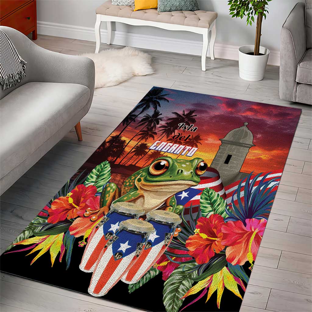 Puerto Rico Coqui Frog Sunset Area Rug Isla Del Encanto Tropical Vibe - Wonder Print Shop