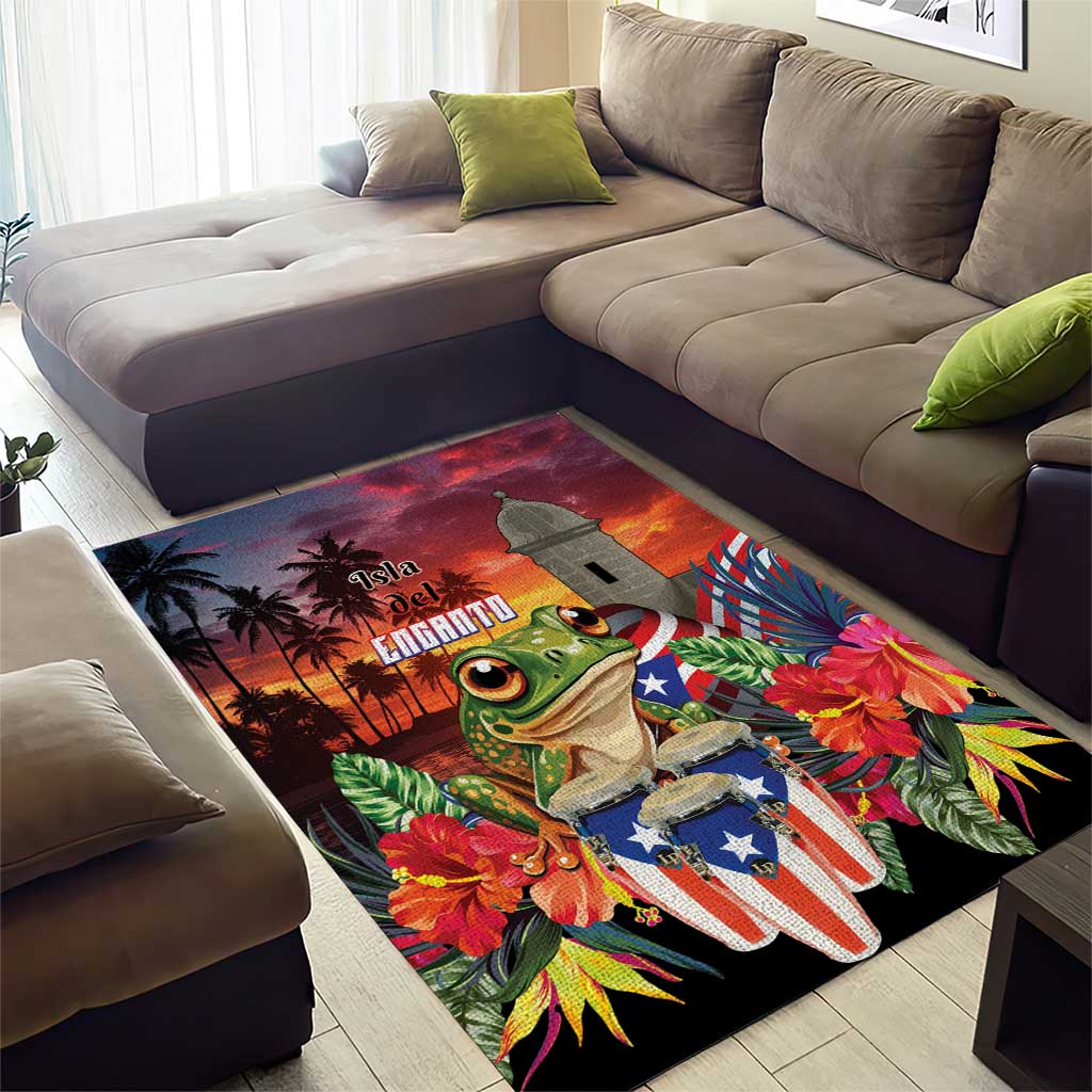 Puerto Rico Coqui Frog Sunset Area Rug Isla Del Encanto Tropical Vibe - Wonder Print Shop