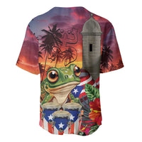 Puerto Rico Coqui Frog Sunset Baseball Jersey Isla Del Encanto Tropical Vibe - Wonder Print Shop