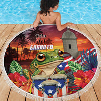 Puerto Rico Coqui Frog Sunset Beach Blanket Isla Del Encanto Tropical Vibe - Wonder Print Shop