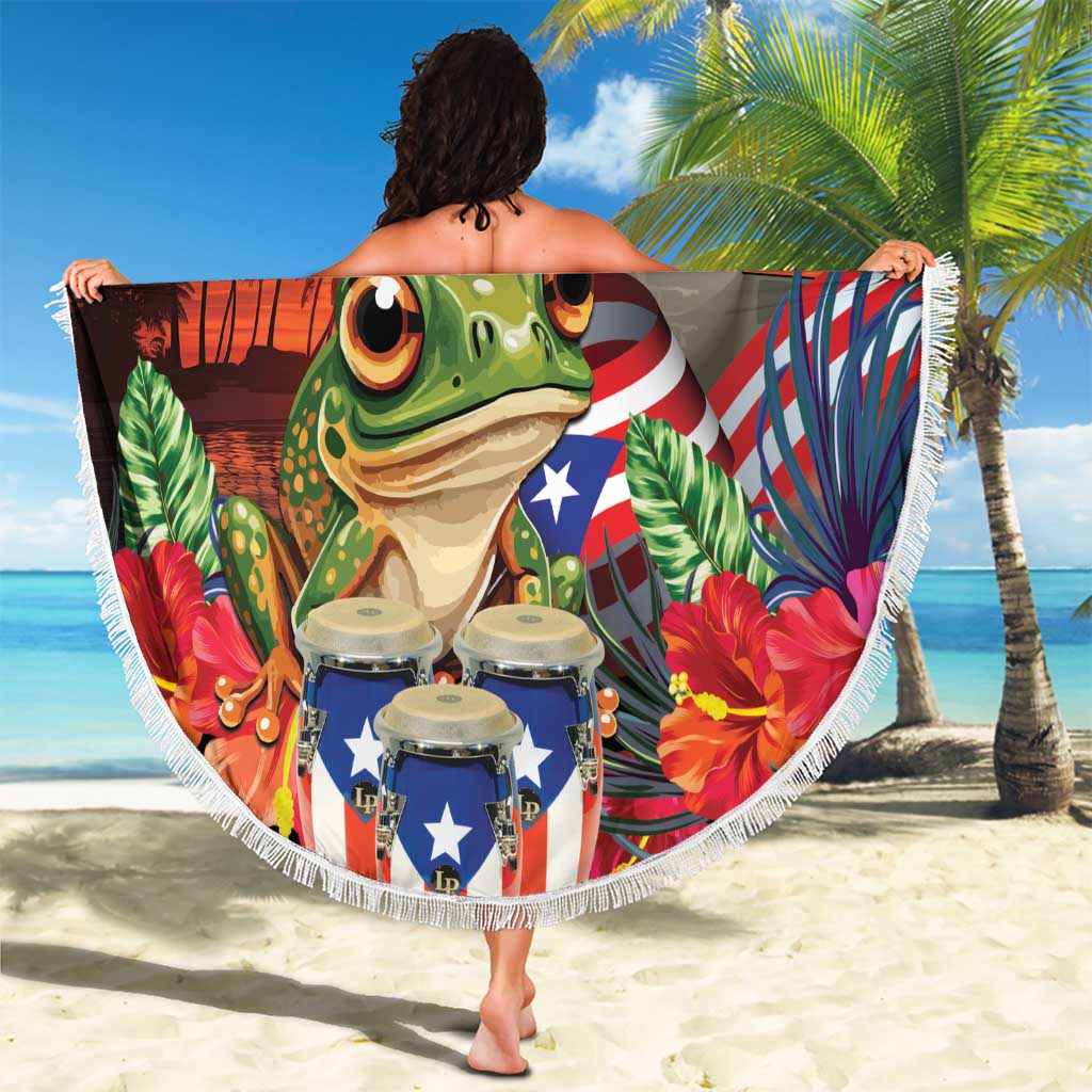 Puerto Rico Coqui Frog Sunset Beach Blanket Isla Del Encanto Tropical Vibe - Wonder Print Shop