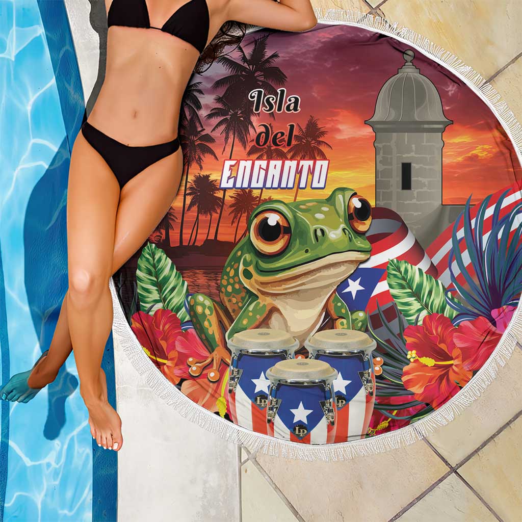 Puerto Rico Coqui Frog Sunset Beach Blanket Isla Del Encanto Tropical Vibe - Wonder Print Shop